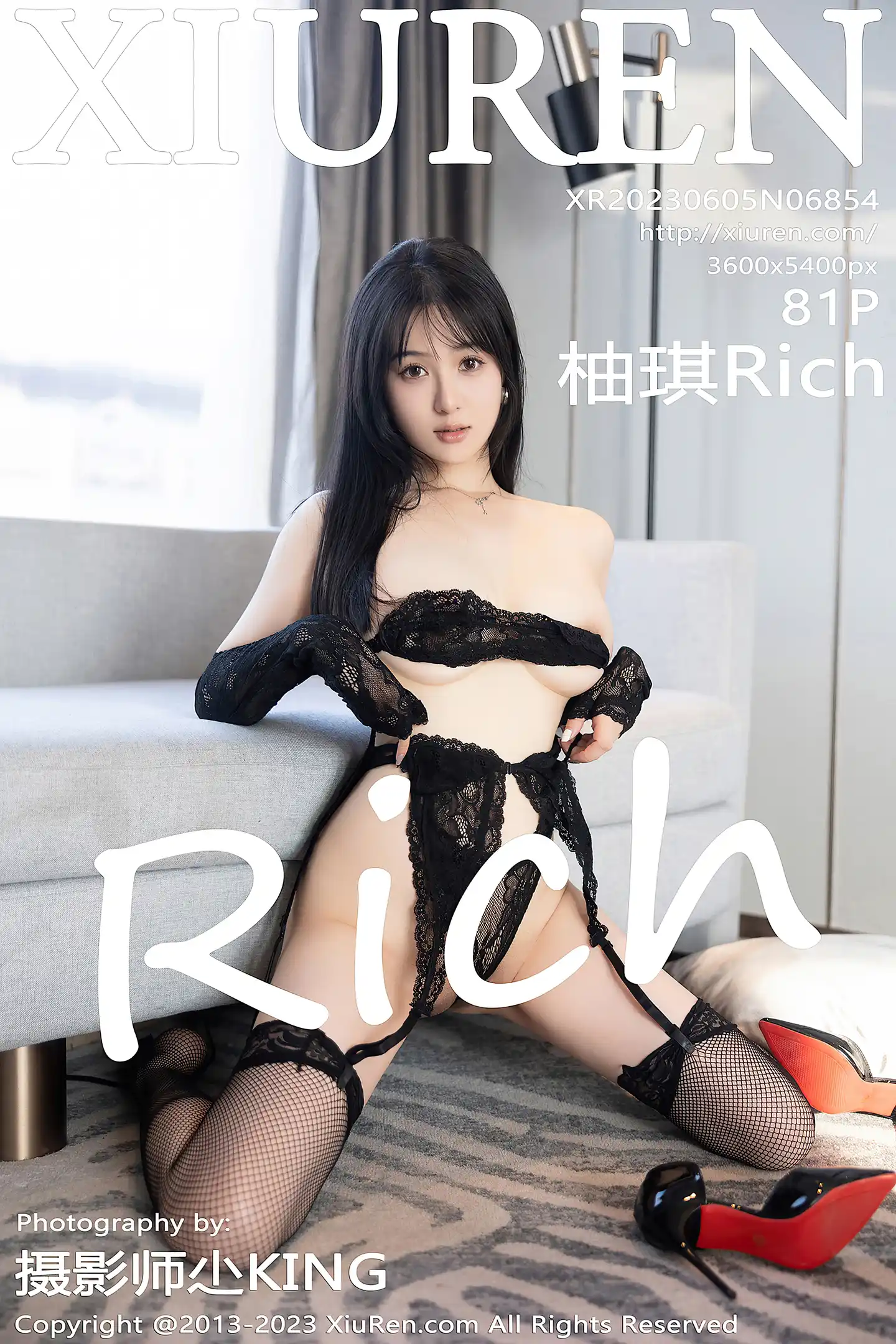 [XiuRen秀人网]No.6854_模特柚琪Rich性感黑色蕾丝情趣服配网格袜秀惹火身材诱惑写真81P-秀人网 - XiuRen.Space